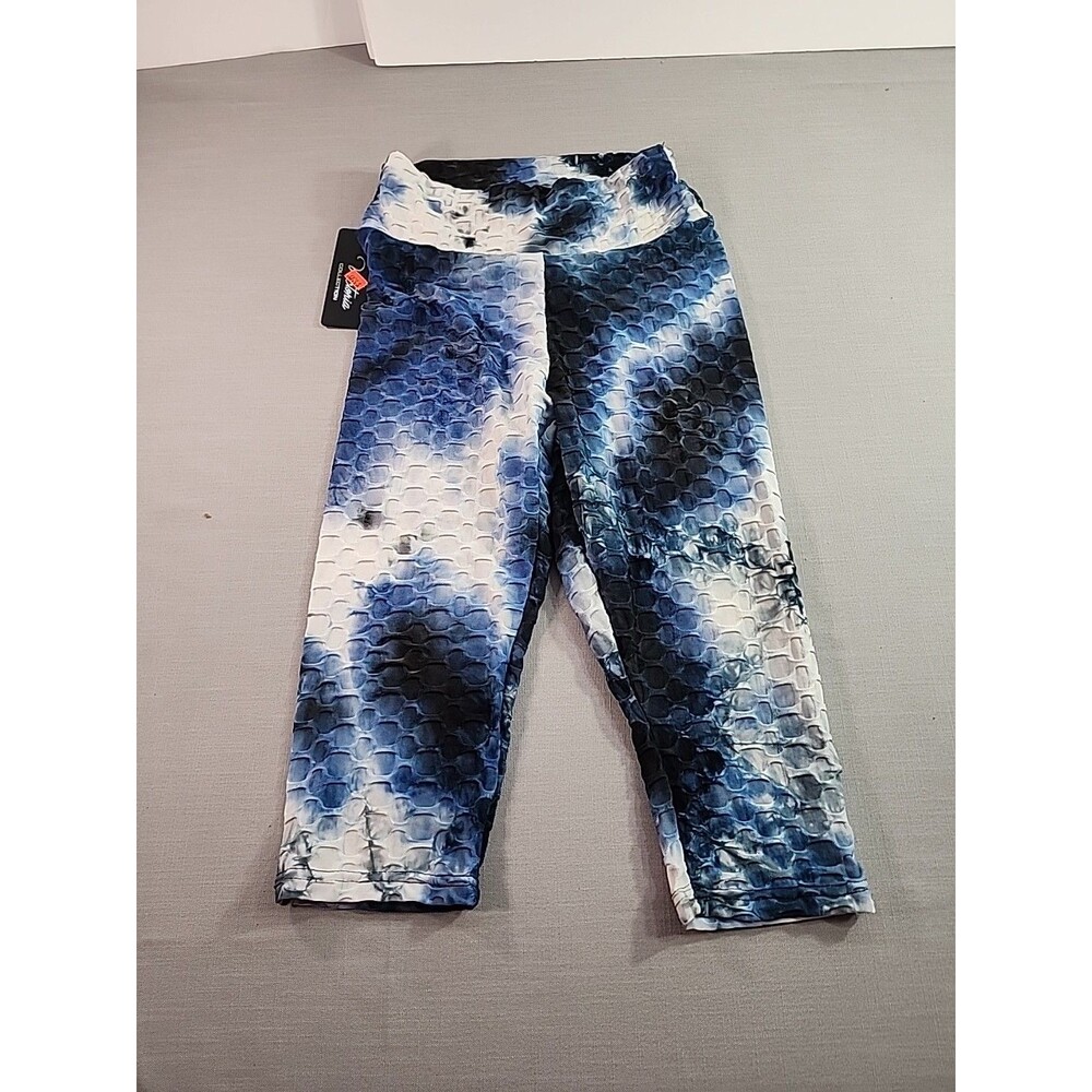Women’s BlueTie Dye Textured Leggings Booty Lift Honeycomb Size M